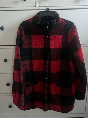 Old Navy Buffalo Plaid Sherpa Jacket - Red & Black